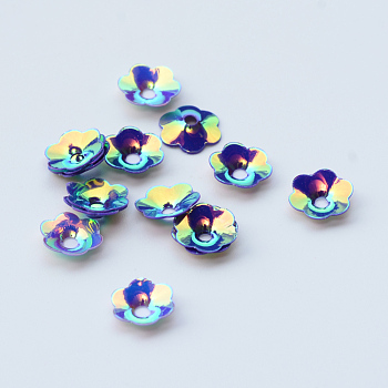 Ornament Accessories Disc Plastic Paillette Beads, Sequins Beads, Flower, Mauve, 6x2mm, Hole: 1.5mm, about 7200pcs/120g