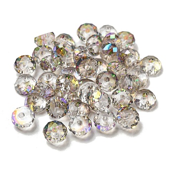 Electroplate Glass Beads, Faceted, Half Round, Gainsboro, 5.5x3mm, Hole: 1.4mm, 100pcs/bag