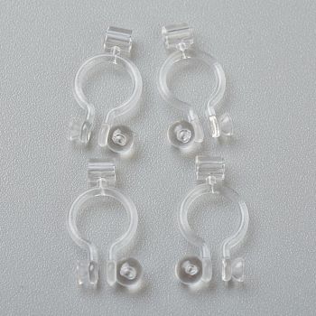 Plastic Clip-on Earring Findings, for Non-pierced Ears, Clear, 14.5x8x1.2mm, Hole: 1mm, Fit for 4mm Rhinestone