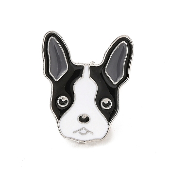 Dog Enamel Pin with Brass Butterfly Clutches, Alloy Badge for Backpack Clothing, Boston Terrier, 25x21x10mm, Pin: 1.1mm