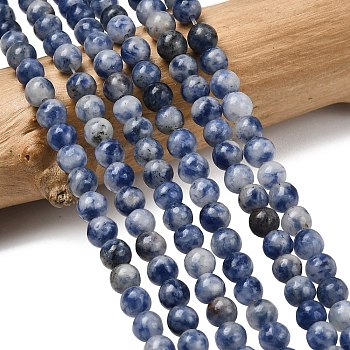 Natural Blue Spot Jasper Beads, Round, Cornflower Blue, 4mm, Hole: 0.8mm, about 87pcs/strand, 15 inch