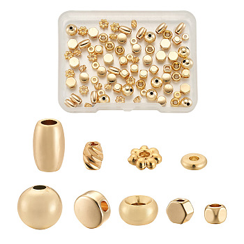 90Pcs 9 Style Brass Spacer Beads, Mixed Shapes, Real 18K Gold Plated, 10pcs/style