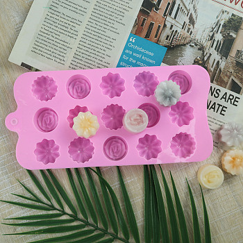Flower DIY Silicone Fondant Molds, Resin Casting Molds, for Chocolate, Candy, UV Resin, Epoxy Resin Craft Making, 220x103x12.5mm, Inner Diameter: 27~28x27~28mm