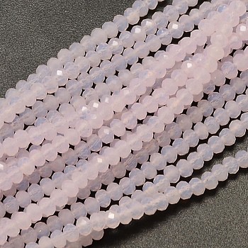 Faceted Rondelle Imitation Jade Glass Beads Strands, Lavender Blush, 3.5x2mm, Hole: 0.5mm, about 148pcs/strand, 14.9 inch