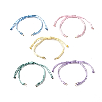 Braided Nylon Thread, with 304 Stainless Steel Jump Rings, for Adjustable Link Bracelet Making, Mixed Color, 10-3/8 inch(26.4cm), Inner Diameter: 1/8 inch(0.32cm)