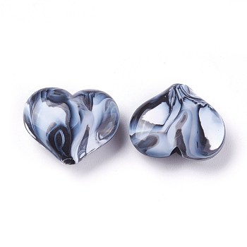Acrylic Imitation Gemstone Beads, Heart, Black, 20x23x8~8.5mm, Hole: 2.5~2.8mm, about 230pcs/500g