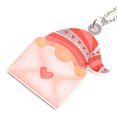 Valentine's Day Acrylic Pendant Necklace with Zinc Alloy Chains(NJEW-D049-01A-P)-2