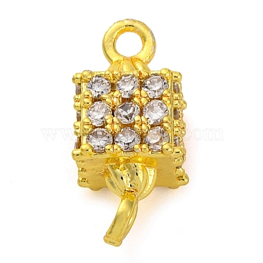 Golden Clear Cube Brass+Cubic Zirconia Links