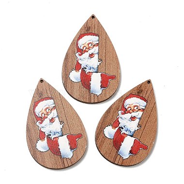 Single Face Christmas Printed Wood Big Pendants(WOOD-D025-27)-2