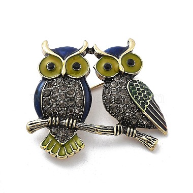 Owl Alloy+Rhinestone Brooch