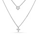 TINYSAND CZ Jewelry 925 Sterling Silver Cubic Zirconia Cross Pendant Two Tiered Necklaces(TS-N022-S-18)-1