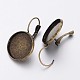 Flat Round Brass Leverback Earring Findings(X-KK-J027-AB)-2