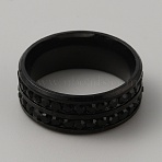 Rhinestone Finger Ring, 201 Stainless Steel Ring for Women, Electrophoresis Black, Inner Diameter: 18mm(RJEW-WH0012-20EB)