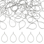 50Pcs Alloy Open Back Bezel Pendants, for DIY UV Resin, Epoxy Resin, Pressed Flower Jewelry, Teardrop, Platinum, 34x20.5x3~3.8mm, Hole: 2.5~2.8mm, Inner Diameter: 26x17mm(FIND-UN0007-10P)