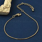 Rack Plating Brass Box Chain Bracelets for Women, Cadmium Free & Lead Free, 901 Stainless Steel Clasp, Long-Lasting Plated, Real 18K Gold Plated, 6-3/4 inch(17cm)(BJEW-G735-02G)