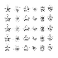 60Pcs 6 Style Tibetan Style Alloy Pendants, Cadmium Free & Lead Free,  Heart with Word Made with Love, For Valentine's Day, Antique Silver, 10pcs/Style(TIBEP-CJ0001-19)