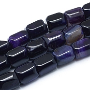 Natural Agate Beads Strands, Dyed & Heated, Column, Indigo, 19.5~20x14~15mm, Hole: 2mm, about 17~19pcs/strand, 14.76 inch(37.5cm)(G-L551D-13)