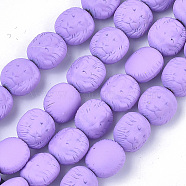 Spray Painted Non-magnetic Synthetic Hematite Beads Strands, Matte Style, Lion Head, Violet, 10x10x7mm, Hole: 1mm, about 39pcs/strand, 15.7 inch(G-T116-29-09)