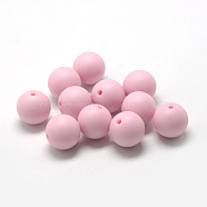 Food Grade Eco-Friendly Silicone Focal Beads, Round, Pink, 18~20mm, Hole: 2mm(SIL-R008D-58)