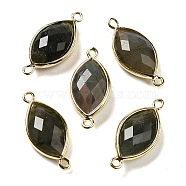 Natural Labradorite Faceted Connector Charms, Rack Plating Brass Horse Eye Links, Golden, 25x11.5x5.5mm, Hole: 1.6mm(G-K347-03G-04)