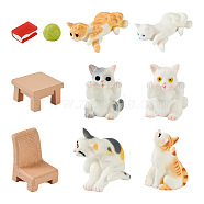 10Pcs 10 Style Resin Cat/Chair/Table/Book/Yarn Ball Ornaments, Micro Landscape Home Desktop Decoration, Mixed Color, 9~44.5x7~30x4.5~33.5mm, 1pc/style(DJEW-TA0001-05)