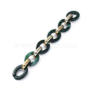 Handmade CCB Plastic Cable Chains, with Acrylic Linking Rings, Golden, Dark Green, Links: 24.2x18.2x4mm and 19x12x4.7mm, 39.37 inch(1m)/strand(AJEW-JB00682-07)