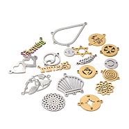 304 Stainless Steel Links Connectors, Teardrop & Word & Flat Round & Star & Shell & Flower & Heart & Leaf, Mixed Color, 10~42x6~32x1~2mm, Hole: 0.5~1.6mm(STAS-XCP0001-49)