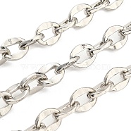 Alloy Dapped Chains, Unwelded, with Spool, Real Platinum Plated, 10.3x8.3x2mm, about 3.28 Feet(1m)/Roll(LCHA-K001-03P)
