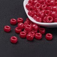 Opaque Acrylic European Beads, Barrel, Red, 9x6mm, Hole: 4mm, about 1900pcs/500g(PL338-5)