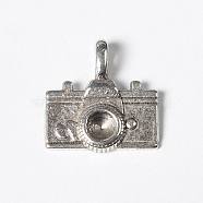 Tibetan Style Pendants, Lead Free and Cadmium Free, Camera, Antique Silver, Size: about 22mm long, 20mm wide, 4mm thick, hole: 3mm(X-TIBEB-A8551-AS-LF)