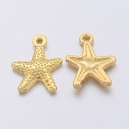 Tibetan Style Alloy Starfish/Sea Stars Charms, Lead Free and Cadmium Free, Golden, 16x12mm, Hole: 1mm(K08UY011)