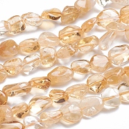 Natural Citrine Beads Strands, Tumbled Stone, Nuggets, 9~11x8~9x5~10mm, Hole: 0.8mm, about 45pcs/strand, 15.75 inch(40cm)(X-G-G841-A09)