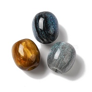 Resin Glitter European Beads, Large Hole Beads, Barrel, Mixed Color, 17.5~19x16.5~17mm, Hole: 5mm(RESI-G066-02)