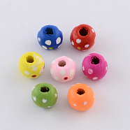 Dyed Natural Wood Beads, Macrame Beads Large Hole, Round, Mixed Color, 10x9mm, Hole: 4mm, about 1562pcs/500g(WOOD-R249-058)