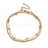 304 Stainless Steel Multi-strand Bracelet, Satellite & Box Chain Double Layer Bracelet for Women, Golden, 7-1/2 inch(19cm)(BJEW-C016-05G)