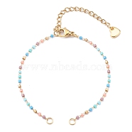 Glass Seed Beaded Link Bracelet Making, with Stainless Steel Chain and Lobster Claw Clasps, Pale Goldenrod, 6-1/4 inch(16cm)(AJEW-JB00921-05)