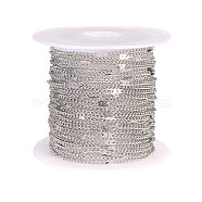 Brass Coated Iron Cable Chains, Soldered, with Spool, Platinum, 2x1.4x0.9mm(CH-CJ0001-04P)