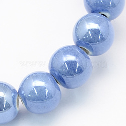 Pearlized Handmade Porcelain Round Beads, Cornflower Blue, 11mm, Hole: 2mm(X-PORC-S489-10mm-12)