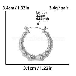 Stylish Irregular U-shaped Hoop Earrings with PVD Vacuum Plating, Platinum, 34x31mm(MX2967-1)