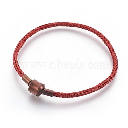 Steel Wire European Style Bracelet Making, with 316 Surgical Stainless Steel Clasps, Red, 8-1/8 inches(20.7cm)x3.5mm(MAK-L018-01A)