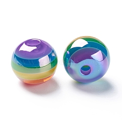 Stripe Resin Beads, AB Color, Rondelle, Purple, 15.5~16x13.5~14.5mm, Hole: 2.5~3.5mm(RESI-B014-01B-04)