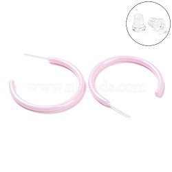 Hypoallergenic Bioceramics Zirconia Ceramic Ring Stud Earrings, Half Hoop Earrings, No Fading and Nickel Free, Pink, 30x2.5x27mm(EJEW-Z023-01A)