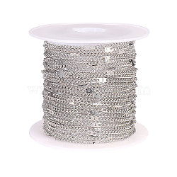Brass Coated Iron Cable Chains, Soldered, with Spool, Platinum, 2x1.4x0.9mm(CH-CJ0001-04P)