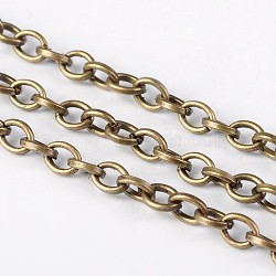 Iron Rolo Chains, Belcher Chain, Unwelded, Round, with Spool, Antique Bronze, 5x1mm, about 32.8 Feet(10m)/roll(X-CH-S047-AB-FF)
