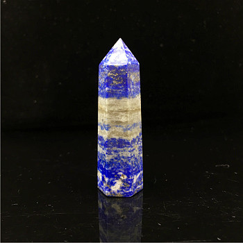 Point Tower Natural Lapis Lazuli Home Display Decoration, Healing Stone Wands, for Reiki Chakra Meditation Therapy Decos, Hexagon Prism, 80~90mm