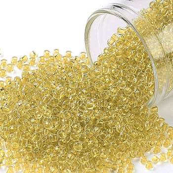TOHO Round Seed Beads, Japanese Seed Beads, (2151) Inside Color Crystal Yellow, 11/0, 2.2mm, Hole: 0.8mm, about 5555pcs/50g