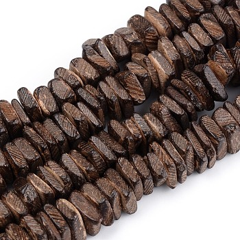 Coconut Beads Strands, Square Heishi Beads, Coconut Brown, 6~8x2~6mm, Hole: 1.6mm, about 110pcs/strand, 15.75''(40cm)