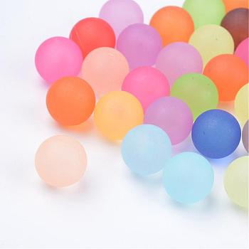 Transparent Acrylic Beads, No Hole Beads, Frosted, Round, Mixed Color, 10mm, about 950pcs/500g