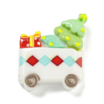 Christmas Opaque Resin Decoden Cabochons, Cart, Vehicle, 25.5x21.5x7mm
