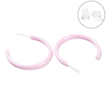 Hypoallergenic Bioceramics Zirconia Ceramic Ring Stud Earrings, Half Hoop Earrings, No Fading and Nickel Free, Pink, 30x2.5x27mm